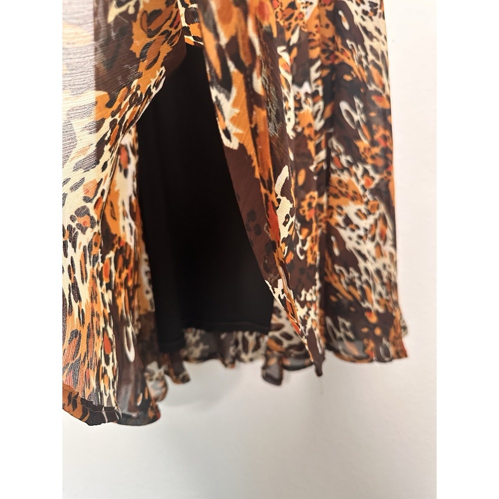Silk Club Collect Y2K Womens Leopard Animal Print Flowy Skirt Pull-On - Picture 3 of 5